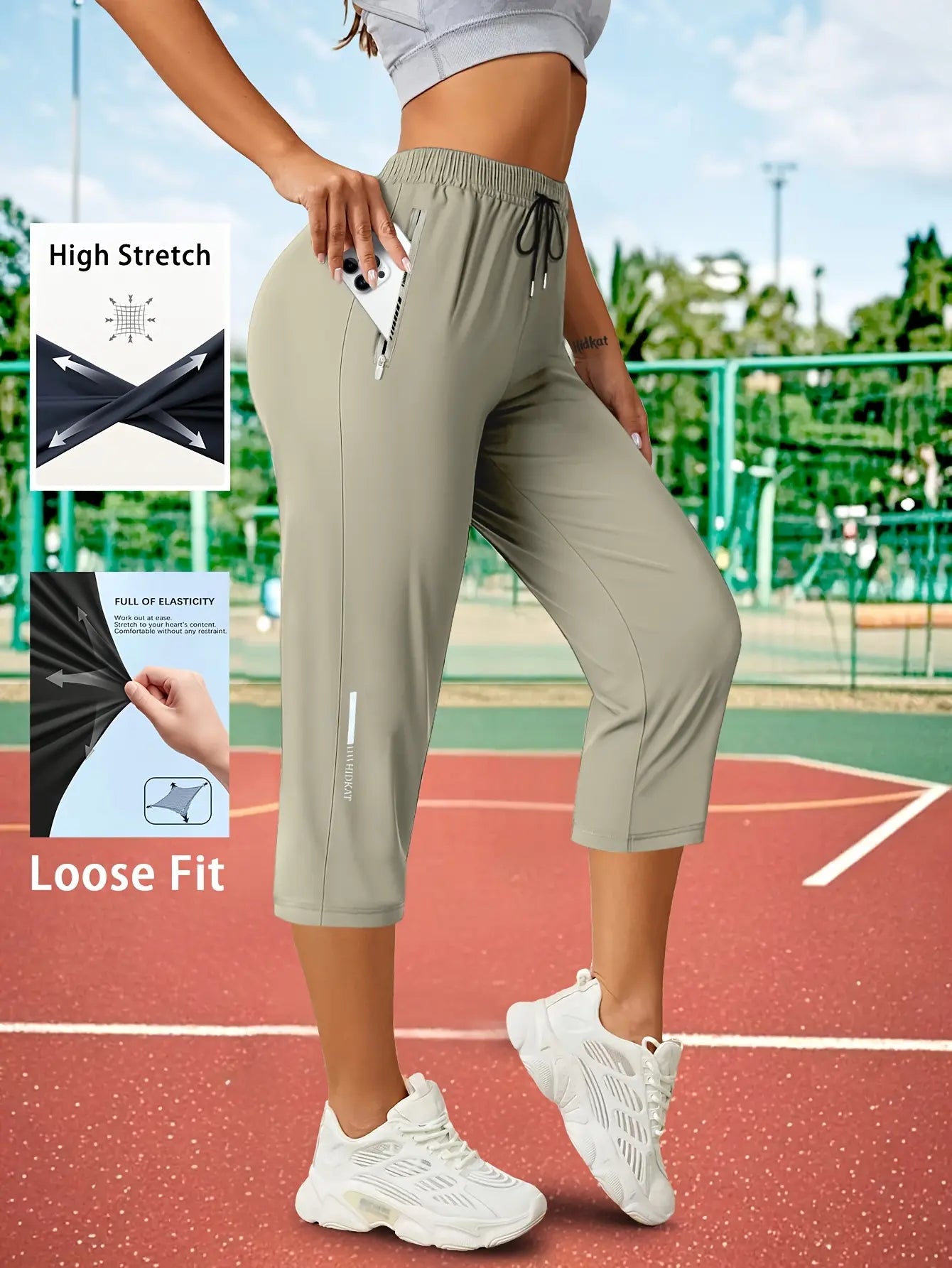 3-Pack Women’S Capri Pants – Loose Fit, Summer Drawstring Waist, Zipper Pockets, Breathable High-Stretch Fabric, Suitable for Everyday Wear