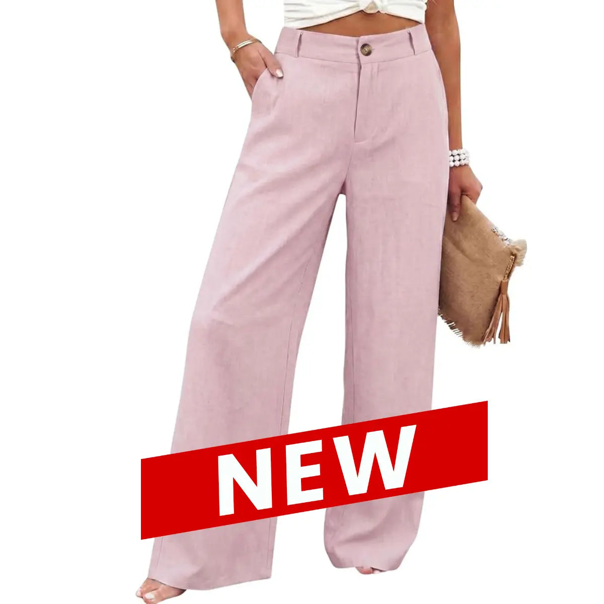 UANEO Women'S Cotton Linen Wide Leg Pants Casual Button up High Waisted Trousers Loose Comfy Spring Summer Womenswear Summervibes
