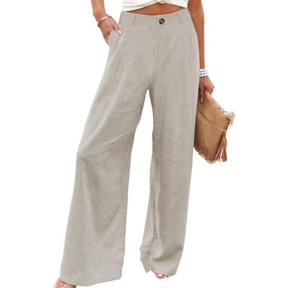 UANEO Women'S Cotton Linen Wide Leg Pants Casual Button up High Waisted Trousers Loose Comfy Spring Summer Womenswear Summervibes